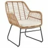 Manhattan Comfort Antibes 2.0 Steel Rattan 4-Piece Patio Conversation Set with Cushions in Cream Chair - Manhattan Comfort Antibes 2.0 Steel Rattan 4-Piece Patio Conversation Set with Cushions in Cream Chair
