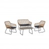 Manhattan Comfort Antibes 2.0 Steel Rattan 4-Piece Patio Conversation Set with Cushions in Grey