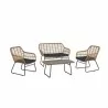 Manhattan Comfort Antibes 2.0 Steel Rattan 4-Piece Patio Conversation Set with Cushions in Grey - Manhattan Comfort Antibes 2.0 Steel Rattan 4-Piece Patio Conversation Set with Cushions in Grey