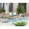 Manhattan Comfort Antibes 2.0 Steel Rattan 4-Piece Patio Conversation Set with Cushions in Grey - Manhattan Comfort Antibes 2.0 Steel Rattan 4-Piece Patio Conversation Set with Cushions in Grey