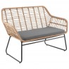 Manhattan Comfort Antibes 2.0 Steel Rattan 4-Piece Patio Conversation Set with Cushions in Grey Loveseat Front