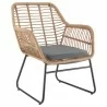 Manhattan Comfort Antibes 2.0 Steel Rattan 4-Piece Patio Conversation Set with Cushions in Grey Chair front - Manhattan Comfort Antibes 2.0 Steel Rattan 4-Piece Patio Conversation Set with Cushions in Grey Chair front