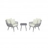 Manhattan Comfort Cannes Rope Wicker 3-Piece Patio Conversation Set with Cushions in Cream