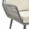 Manhattan Comfort Cannes Rope Wicker 3-Piece Patio Conversation Set with Cushions in Cream Arm - Manhattan Comfort Cannes Rope Wicker 3-Piece Patio Conversation Set with Cushions in Cream Arm