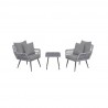 Manhattan Comfort Cannes Rope Wicker 3-Piece Patio Conversation Set with Cushions in Grey