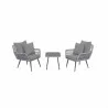 Manhattan Comfort Cannes Rope Wicker 3-Piece Patio Conversation Set with Cushions in Grey - Manhattan Comfort Cannes Rope Wicker 3-Piece Patio Conversation Set with Cushions in Grey