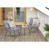 Manhattan Comfort Cannes Rope Wicker 3-Piece Patio Conversation Set with Cushions in Grey - Manhattan Comfort Cannes Rope Wicker 3-Piece Patio Conversation Set with Cushions in Grey