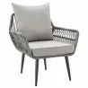 Manhattan Comfort Cannes Rope Wicker 3-Piece Patio Conversation Set with Cushions in Grey  - Manhattan Comfort Cannes Rope Wicker 3-Piece Patio Conversation Set with Cushions in Grey 