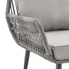 Manhattan Comfort Cannes Rope Wicker 3-Piece Patio Conversation Set with Cushions in Grey Arm