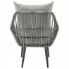 Manhattan Comfort Cannes Rope Wicker 3-Piece Patio Conversation Set with Cushions in Grey Back - Manhattan Comfort Cannes Rope Wicker 3-Piece Patio Conversation Set with Cushions in Grey Back