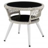Manhattan Comfort Monaco Rope Wicker 3-Piece Patio Conversation Set with Cushions End Table