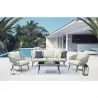 Manhattan Comfort Riviera Rope Wicker 4-Piece 5 Seater Patio Conversation Set with Cushions in Cream - Manhattan Comfort Riviera Rope Wicker 4-Piece 5 Seater Patio Conversation Set with Cushions in Cream