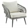 Manhattan Comfort Riviera Rope Wicker 4-Piece 5 Seater Patio Conversation Set with Cushions in Cream Chair - Manhattan Comfort Riviera Rope Wicker 4-Piece 5 Seater Patio Conversation Set with Cushions in Cream Chair