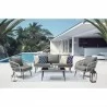 Manhattan Comfort Riviera Rope Wicker 4-Piece 5 Seater Patio Conversation Set with Cushions in Grey - Manhattan Comfort Riviera Rope Wicker 4-Piece 5 Seater Patio Conversation Set with Cushions in Grey