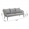 Manhattan Comfort Riviera Rope Wicker 4-Piece 5 Seater Patio Conversation Set with Cushions in Grey