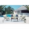 Manhattan Comfort Riviera Rope Wicker 4-Piece 4 Seater Patio Conversation Set with Cushions in Cream - Manhattan Comfort Riviera Rope Wicker 4-Piece 4 Seater Patio Conversation Set with Cushions in Cream