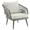 Manhattan Comfort Riviera Rope Wicker 4-Piece 4 Seater Patio Conversation Set with Cushions in Cream Chair