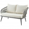 Manhattan Comfort Riviera Rope Wicker 4-Piece 4 Seater Patio Conversation Set with Cushions in Cream Loveseat