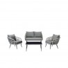 Manhattan Comfort Riviera Rope Wicker 4-Piece 4 Seater Patio Conversation Set with Cushions in Grey Loveseat