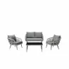 Manhattan Comfort Riviera Rope Wicker 4-Piece 4 Seater Patio Conversation Set with Cushions in Grey Loveseat - Manhattan Comfort Riviera Rope Wicker 4-Piece 4 Seater Patio Conversation Set with Cushions in Grey Loveseat