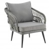 Manhattan Comfort Riviera Rope Wicker 4-Piece 4 Seater Patio Conversation Set with Cushions in Grey Chair