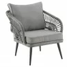 Manhattan Comfort Riviera Rope Wicker 4-Piece 4 Seater Patio Conversation Set with Cushions in Grey Chair - Manhattan Comfort Riviera Rope Wicker 4-Piece 4 Seater Patio Conversation Set with Cushions in Grey Chair