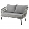 Manhattan Comfort Riviera Rope Wicker 4-Piece 4 Seater Patio Conversation Set with Cushions in Grey Loveseat