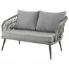 Manhattan Comfort Riviera Rope Wicker 4-Piece 4 Seater Patio Conversation Set with Cushions in Grey Loveseat - Manhattan Comfort Riviera Rope Wicker 4-Piece 4 Seater Patio Conversation Set with Cushions in Grey Loveseat