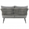 Manhattan Comfort Riviera Rope Wicker 4-Piece 4 Seater Patio Conversation Set with Cushions in Grey Loveseat Back