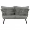 Manhattan Comfort Riviera Rope Wicker 4-Piece 4 Seater Patio Conversation Set with Cushions in Grey Loveseat Back - Manhattan Comfort Riviera Rope Wicker 4-Piece 4 Seater Patio Conversation Set with Cushions in Grey Loveseat Back