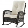 Manhattan Comfort Furttuo Steel Rattan Outdoor Rocking Chair with Cushions in Cream Side