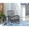 Manhattan Comfort Furttuo Steel Rattan Outdoor Rocking Chair with Cushions in Grey - Manhattan Comfort Furttuo Steel Rattan Outdoor Rocking Chair with Cushions in Grey