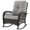 Manhattan Comfort Furttuo Steel Rattan Outdoor Rocking Chair with Cushions in Grey Side