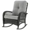 Manhattan Comfort Furttuo Steel Rattan Outdoor Rocking Chair with Cushions in Grey Side - Manhattan Comfort Furttuo Steel Rattan Outdoor Rocking Chair with Cushions in Grey Side