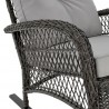 Manhattan Comfort Furttuo Steel Rattan Outdoor Rocking Chair with Cushions in Grey Arm