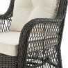 Manhattan Comfort Fruttuo Swivel Steel Rattan 3-Piece Patio Conversation Set with Cushions in Cream Arm