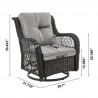 Manhattan Comfort Fruttuo Swivel Steel Rattan 3-Piece Patio Conversation Set with Cushions