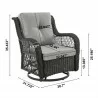 Manhattan Comfort Fruttuo Swivel Steel Rattan 3-Piece Patio Conversation Set with Cushions - Manhattan Comfort Fruttuo Swivel Steel Rattan 3-Piece Patio Conversation Set with Cushions