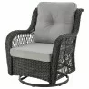 Manhattan Comfort Fruttuo Swivel Steel Rattan 3-Piece Patio Conversation Set with Cushions in Grey Front - Manhattan Comfort Fruttuo Swivel Steel Rattan 3-Piece Patio Conversation Set with Cushions in Grey Front