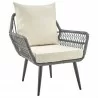 Manhattan Comfort Portofino Rope Wicker 4-Piece Patio Conversation Set with Cushions in Cream Chair Front - Manhattan Comfort Portofino Rope Wicker 4-Piece Patio Conversation Set with Cushions in Cream Chair Front