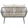 Manhattan Comfort Portofino Rope Wicker 4-Piece Patio Conversation Set with Cushions in Cream Loveseat Back