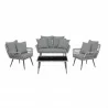 Manhattan Comfort Portofino Rope Wicker 4-Piece Patio Conversation Set with Cushions in Grey Loveseat - Manhattan Comfort Portofino Rope Wicker 4-Piece Patio Conversation Set with Cushions in Grey Loveseat