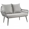 Manhattan Comfort Portofino Rope Wicker 4-Piece Patio Conversation Set with Cushions in Grey Loveseat Front - Manhattan Comfort Portofino Rope Wicker 4-Piece Patio Conversation Set with Cushions in Grey Loveseat Front