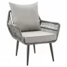 Manhattan Comfort Portofino Rope Wicker 4-Piece Patio Conversation Set with Cushions in Grey Chair Front - Manhattan Comfort Portofino Rope Wicker 4-Piece Patio Conversation Set with Cushions in Grey Chair Front