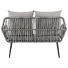 Manhattan Comfort Portofino Rope Wicker 4-Piece Patio Conversation Set with Cushions in Grey Loveseat Back