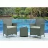 Manhattan Comfort Imperia Steel Rattan 3-Piece Patio Conversation Set with Cushions in Cream - Manhattan Comfort Imperia Steel Rattan 3-Piece Patio Conversation Set with Cushions in Cream