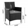 Manhattan Comfort Imperia Steel Rattan 3-Piece Patio Conversation Set with Cushions 