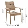 Manhattan Comfort Genoa 7-Piece Steel Rectangle Glass Top Outdoor Dining Table and 6 Armchairs without cushions in Nature Tan Weave Chair Size - Manhattan Comfort Genoa 7-Piece Steel Rectangle Glass Top Outdoor Dining Table and 6 Armchairs without cushions in Nature Tan Weave Chair Size