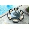 Manhattan Comfort Nightingdale Black 7-Piece Rattan Outdoor Dining Set with Cream and White Cushions - Manhattan Comfort Nightingdale Black 7-Piece Rattan Outdoor Dining Set with Cream and White Cushions