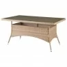 Manhattan Comfort Genoa 7-Piece Steel Rectangle Glass Top Outdoor Dining Table and 6 Armchairs without cushions in Nature Tan Weave Table - Manhattan Comfort Genoa 7-Piece Steel Rectangle Glass Top Outdoor Dining Table and 6 Armchairs without cushions in Nature Tan Weave Table